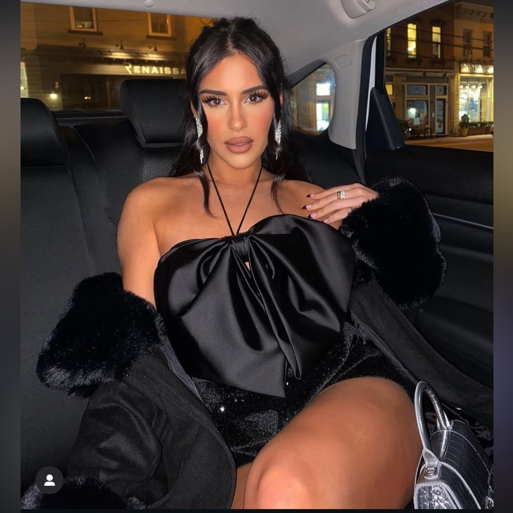 Zara velvet and satin bow romper